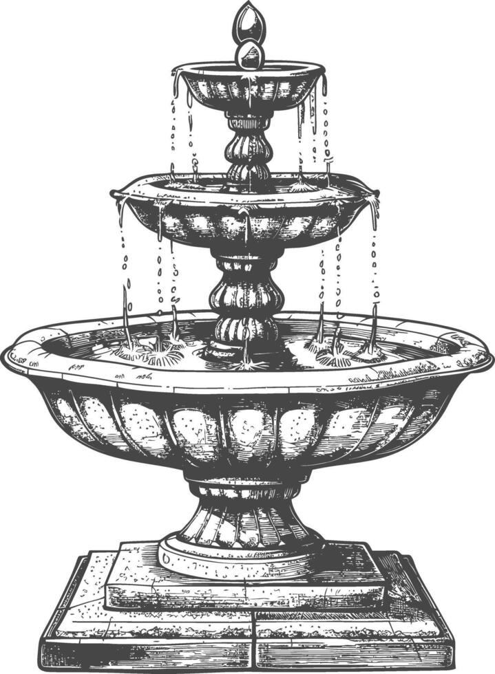 water fountain or water well image using Old engraving style vector