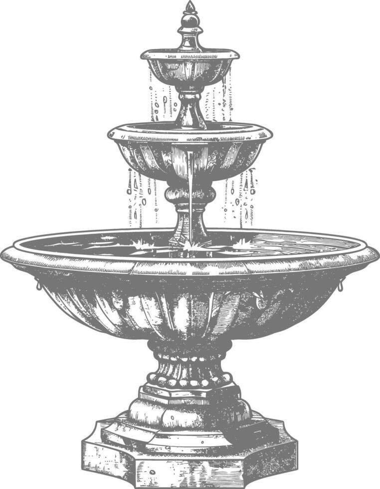 water fountain or water well image using Old engraving style vector