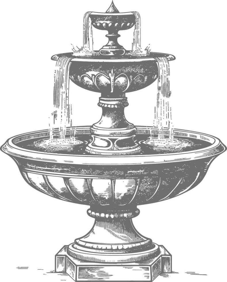 agua fuente o agua bien imagen utilizando antiguo grabado estilo vector