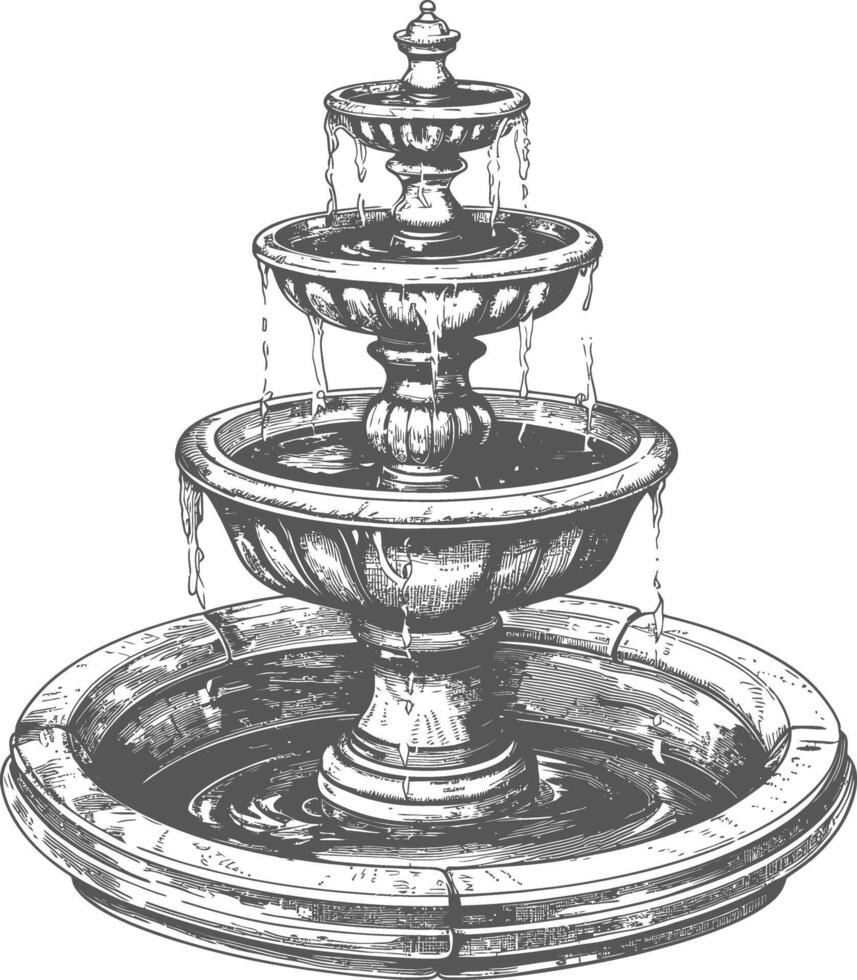 agua fuente o agua bien imagen utilizando antiguo grabado estilo vector