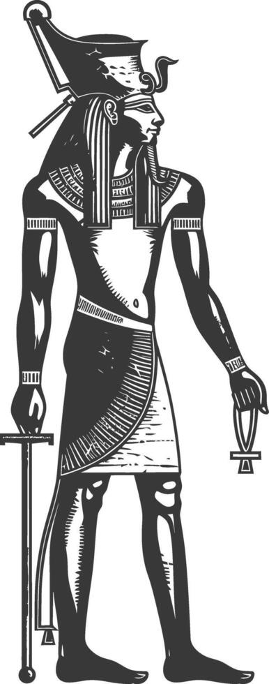 Egyptian hieroglyph images using Old engraving style body black color only vector