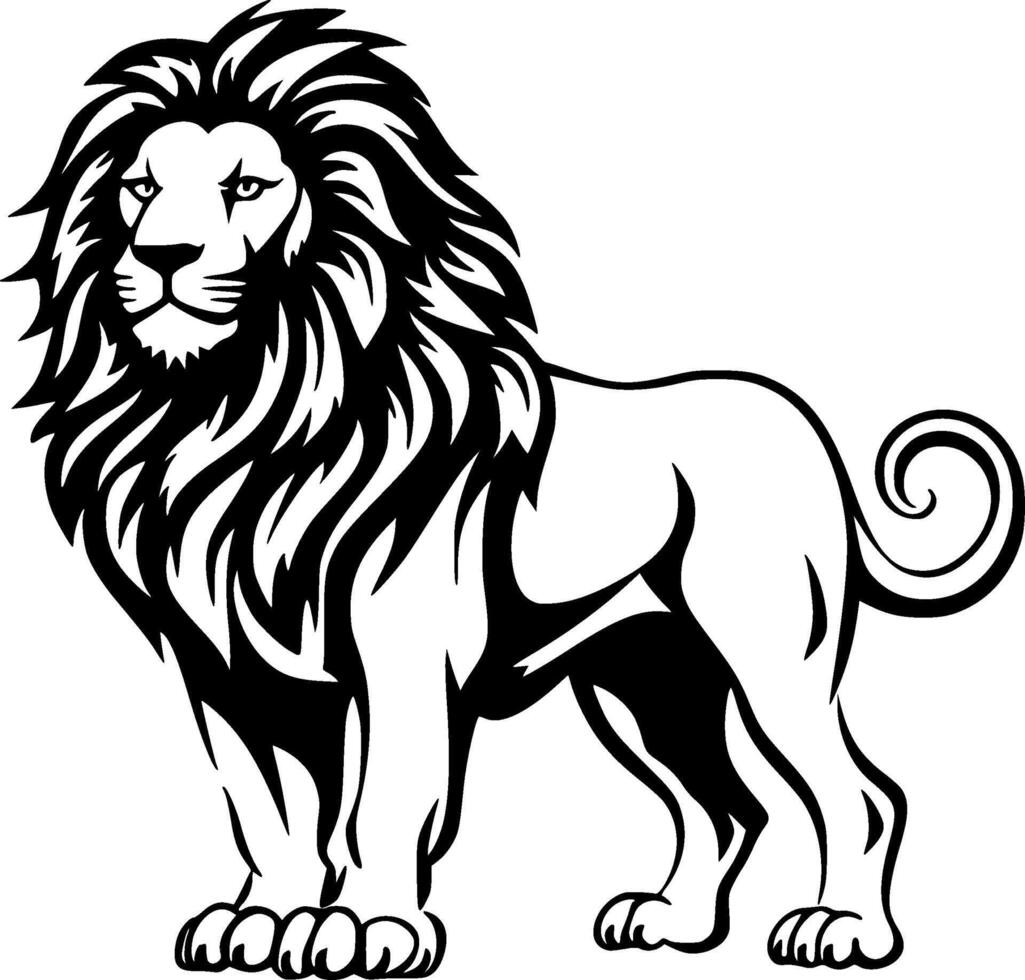 Lion, Black and White illustration vector