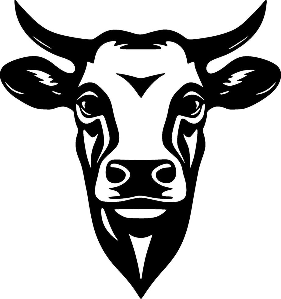 vaca - negro y blanco aislado icono - ilustración vector