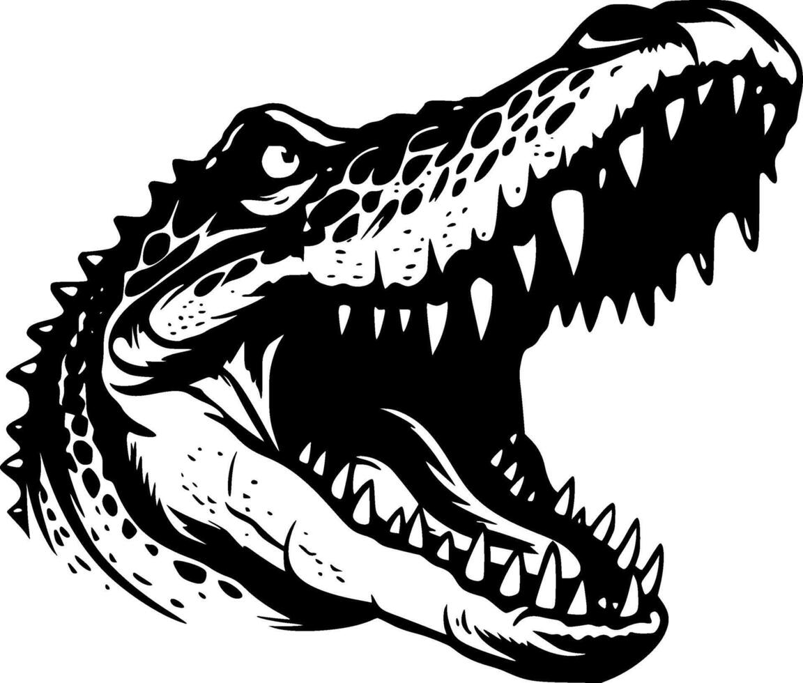 Crocodile - Black and White Isolated Icon - illustration vector