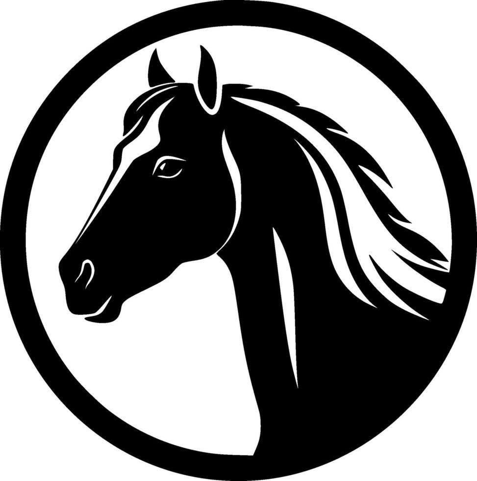 caballo - negro y blanco aislado icono - ilustración vector