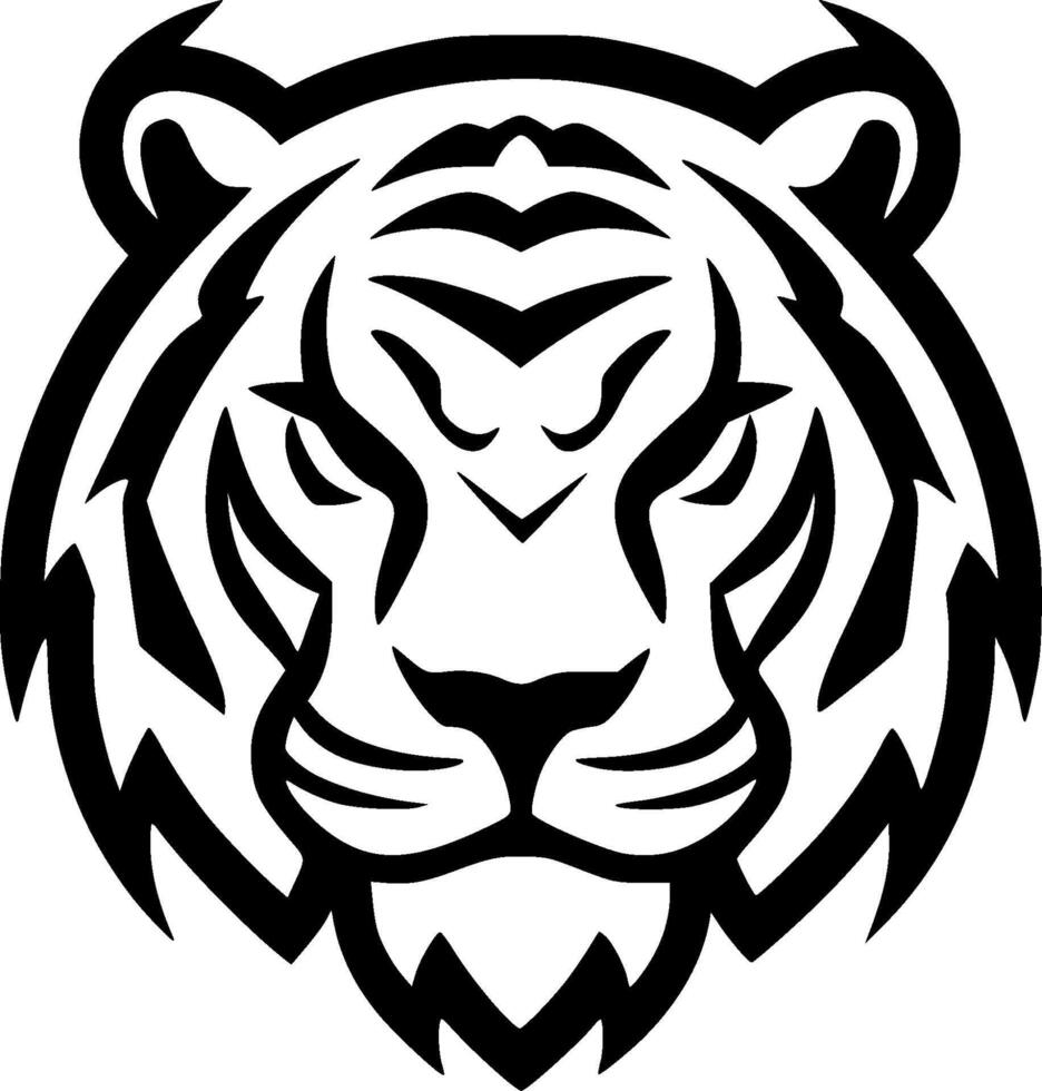 Tigre - negro y blanco aislado icono - ilustración vector