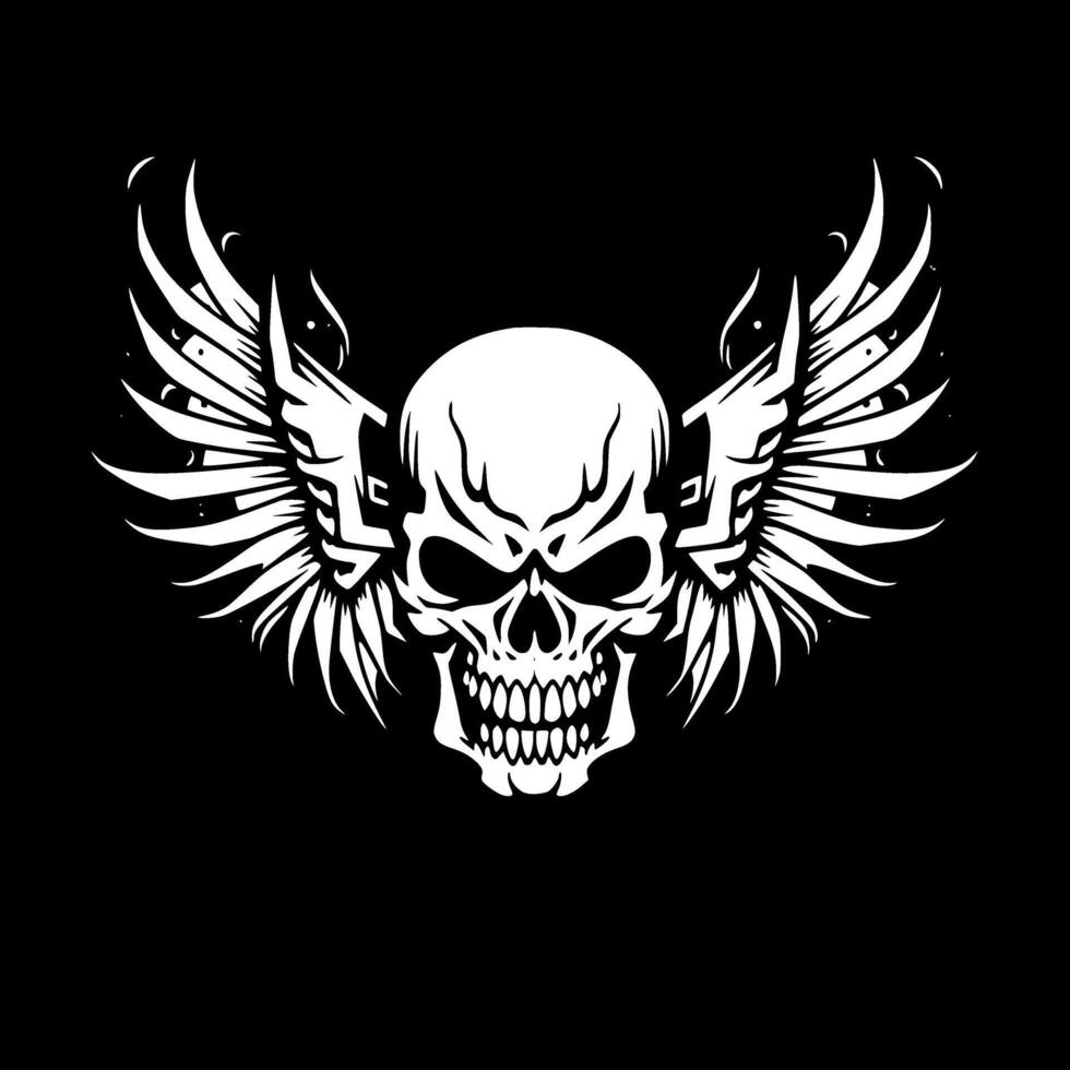 Skull With Wings, Minimalist and Simple Silhouette - illustration vector