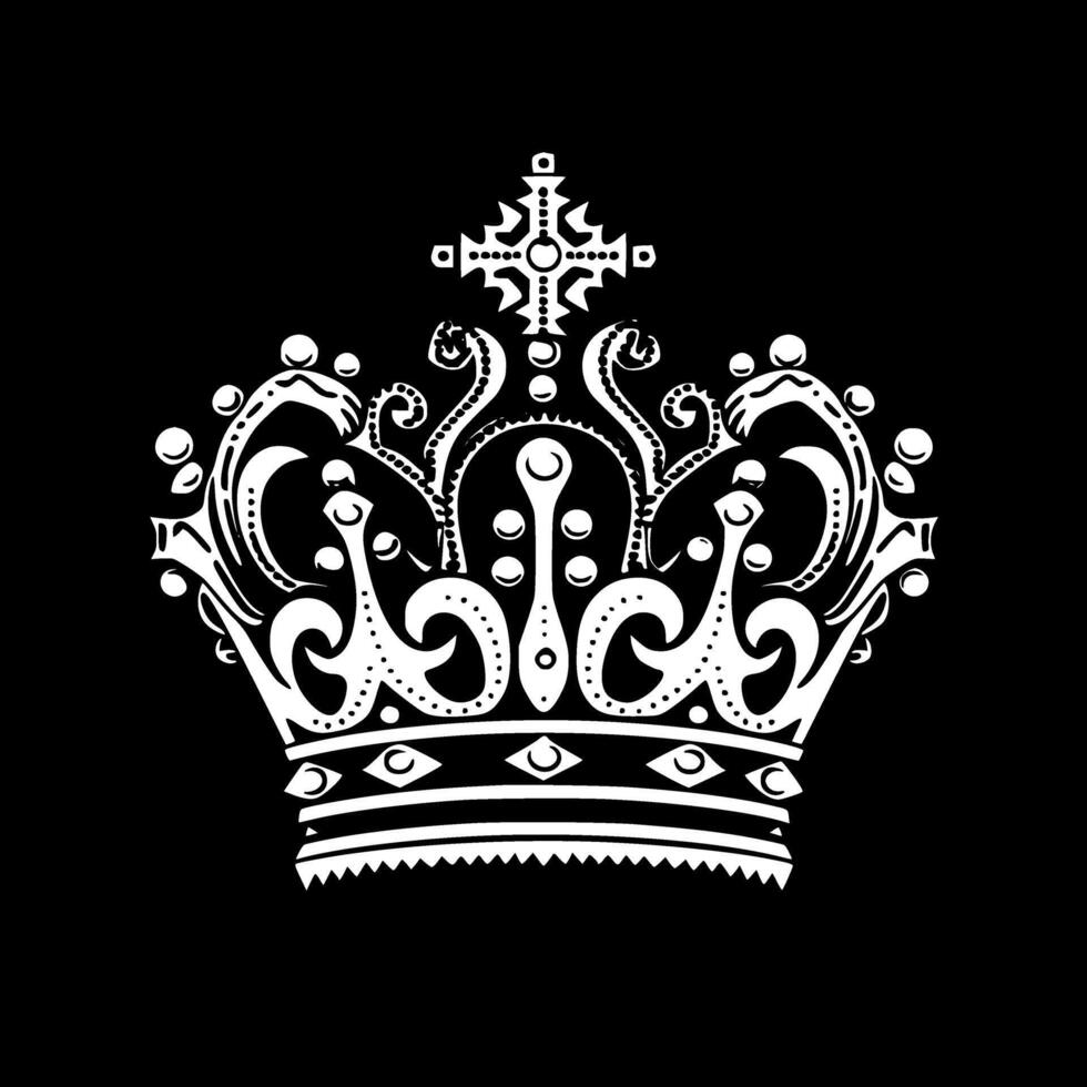 Crown - Black and White Isolated Icon - illustration vector