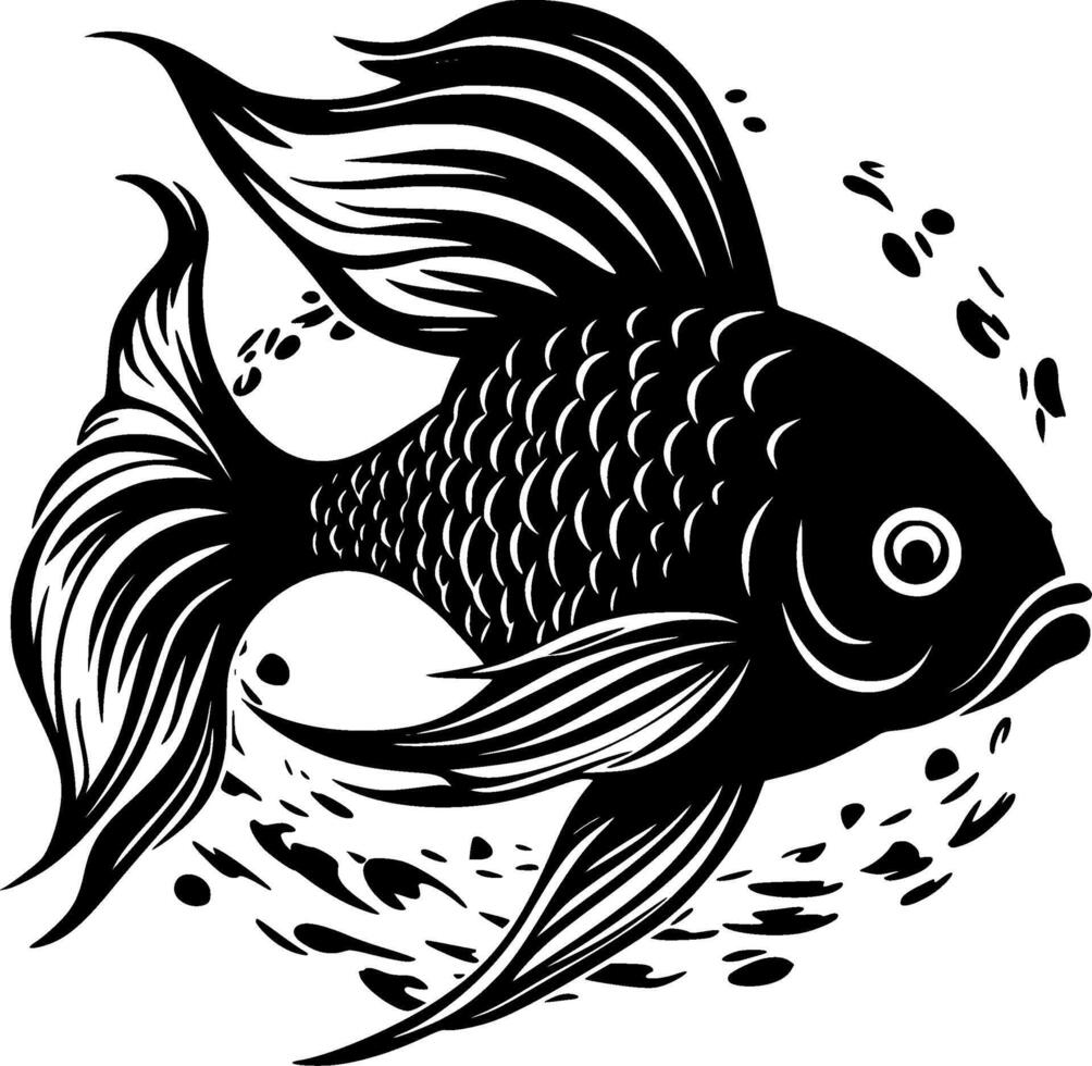 Goldfish - Black and White Isolated Icon - illustration vector