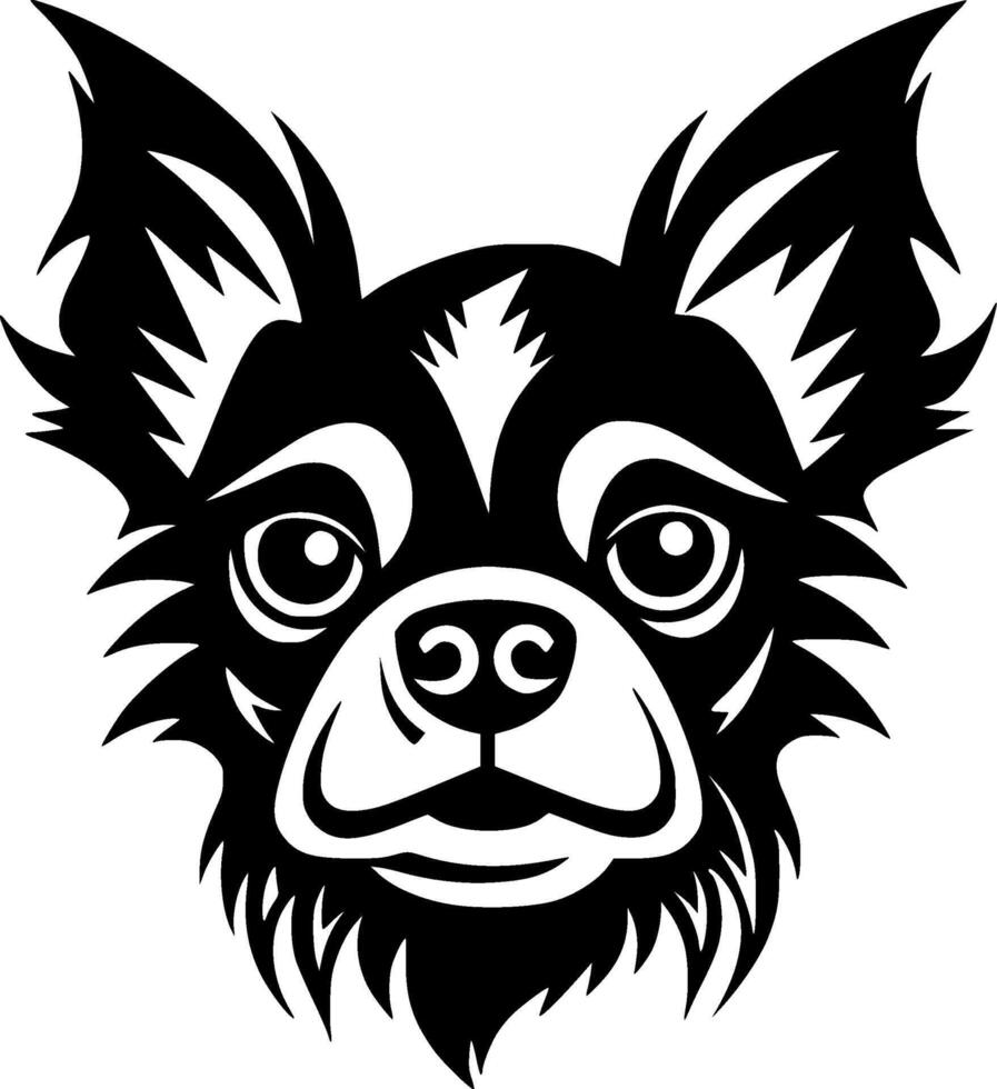chihuahua - negro y blanco aislado icono - ilustración vector