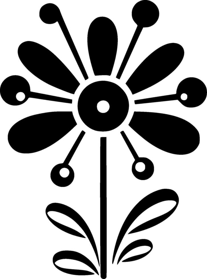 Flower - Black and White Isolated Icon - illustration vector
