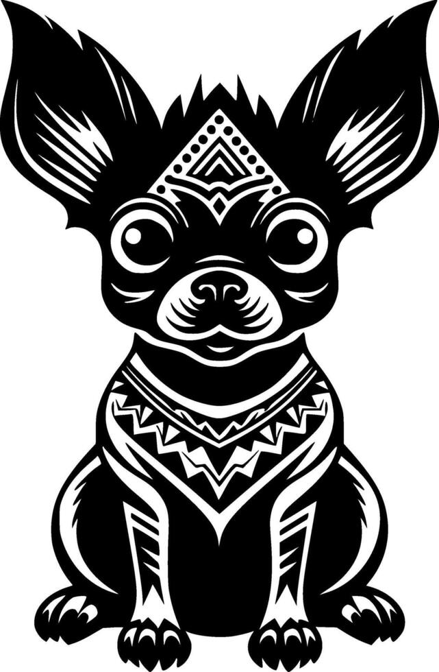 chihuahua, negro y blanco ilustración vector