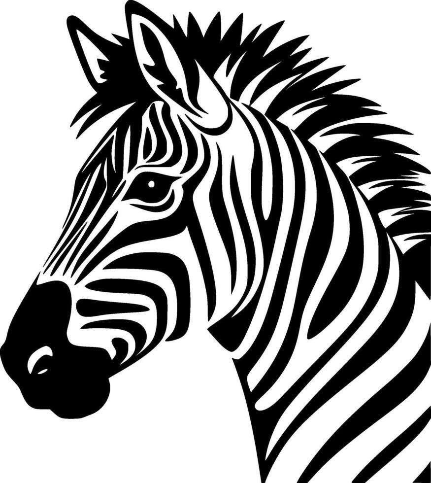 Zebra - Black and White Isolated Icon - illustration vector