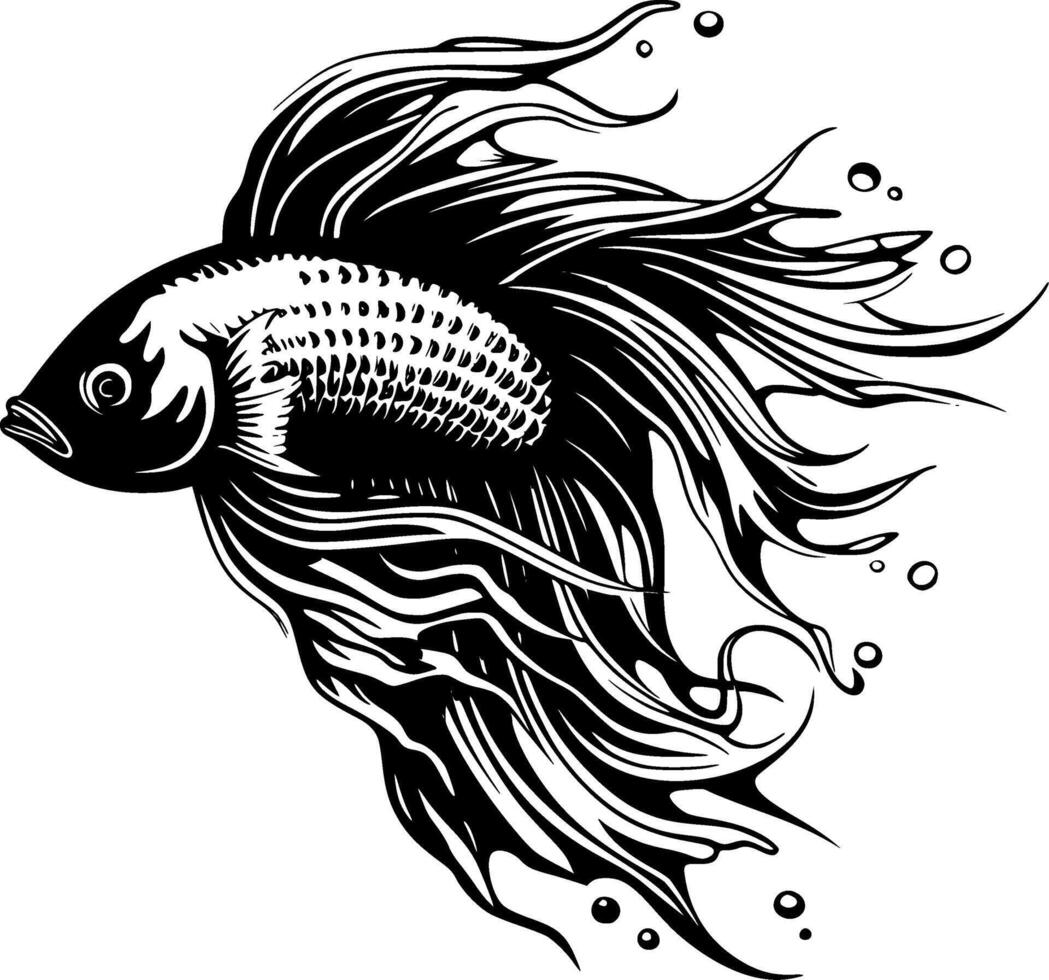 Betta pescado - minimalista y plano logo - ilustración vector