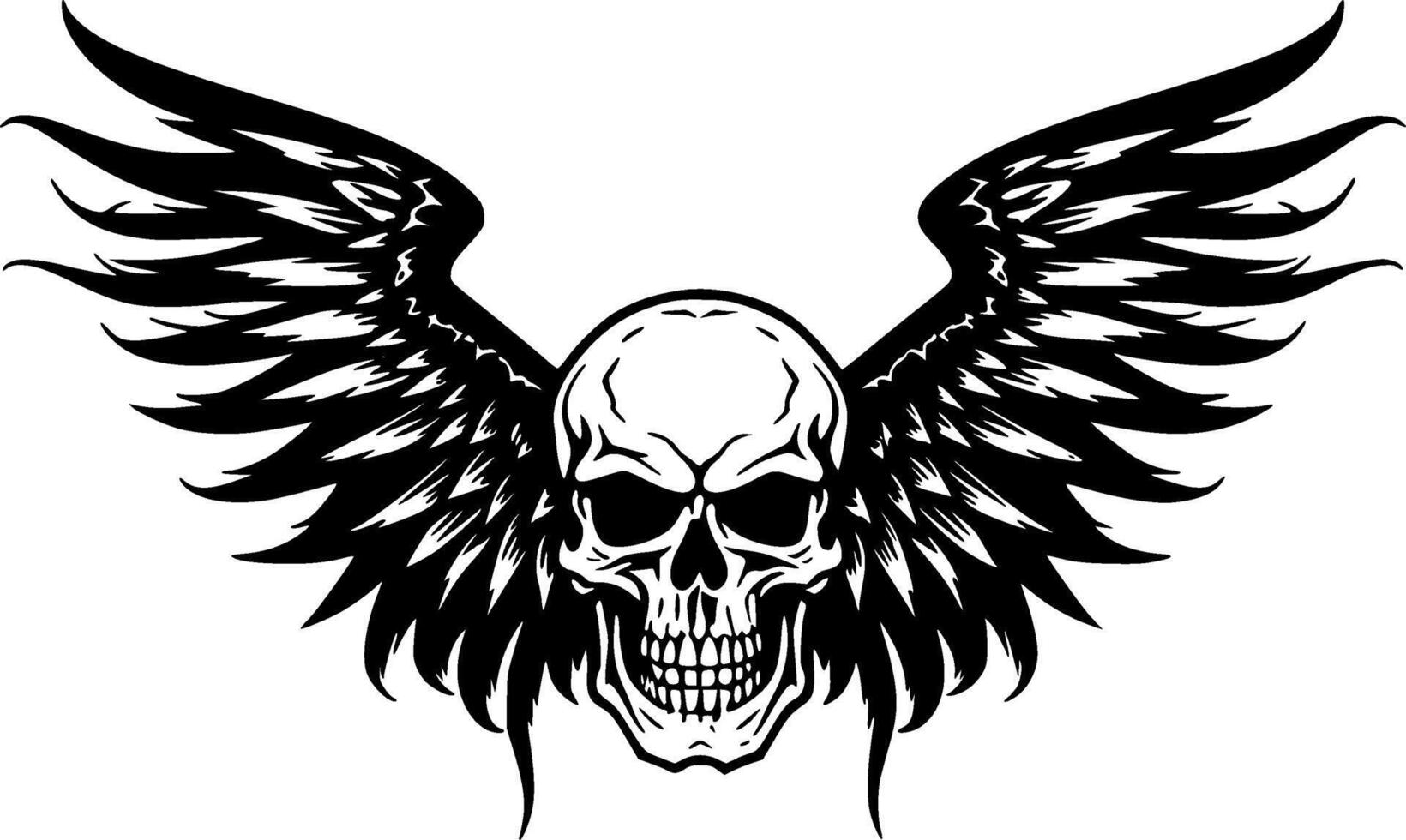 Skull With Wings - Minimalist and Flat Logo - illustration vector