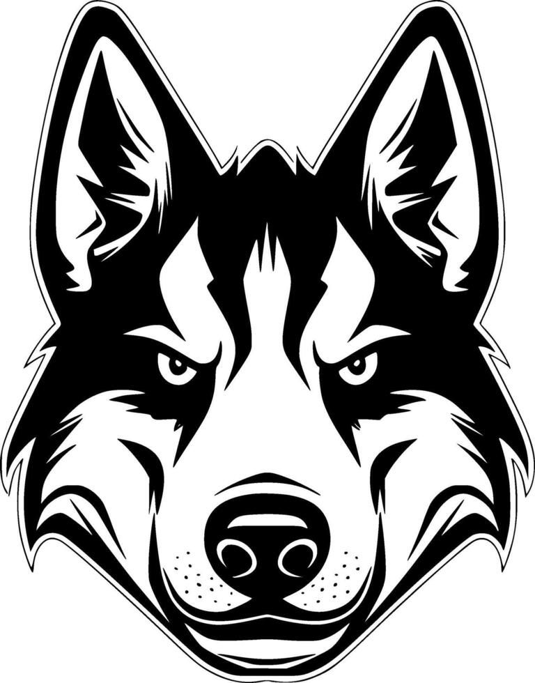 Siberian Husky, Black and White illustration vector