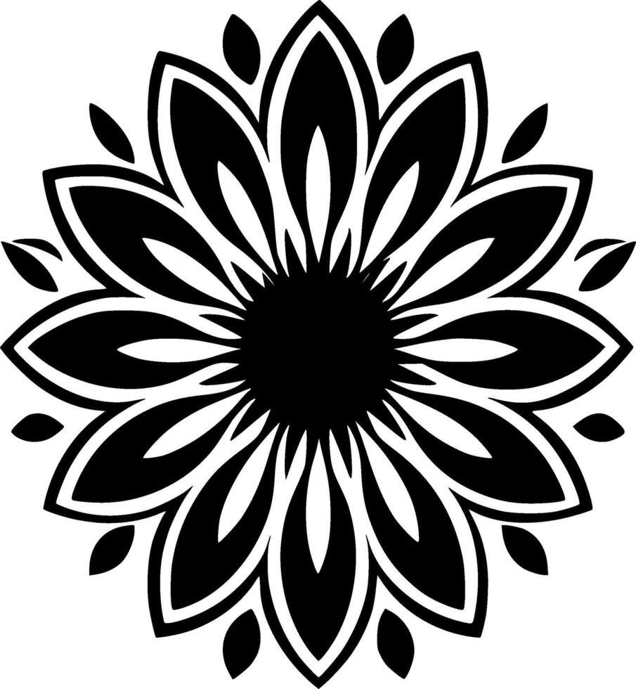 Sunflower - Black and White Isolated Icon - illustration vector