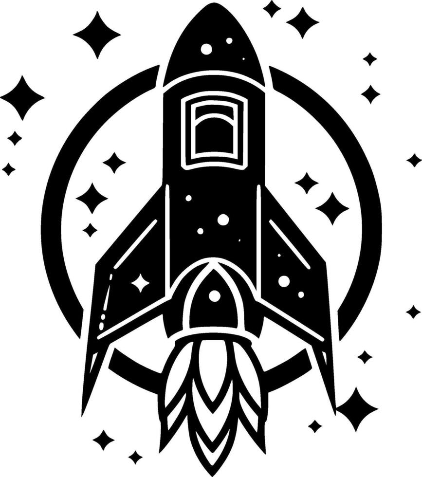 Rocket - Black and White Isolated Icon - illustration vector