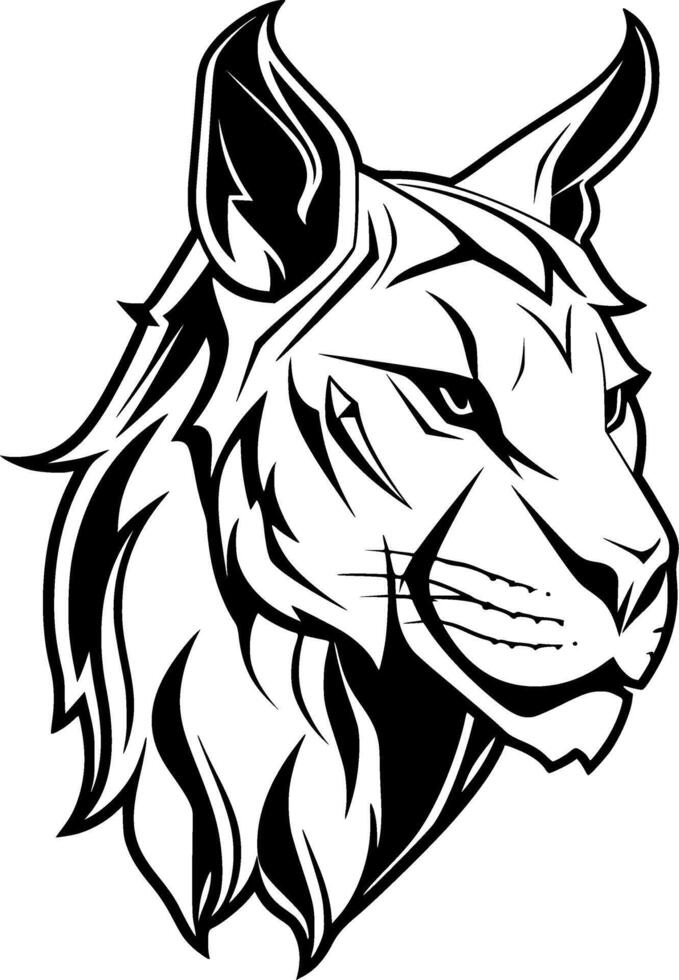 Lynx, Black and White illustration vector