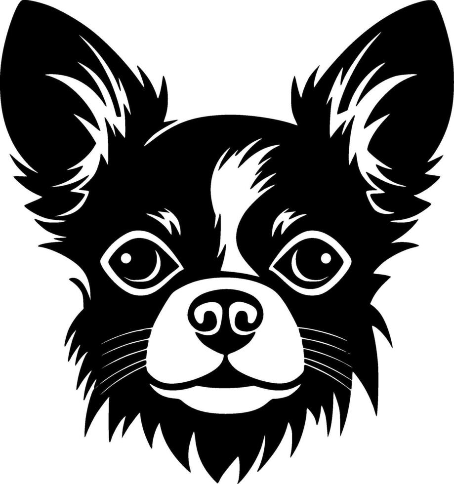 chihuahua - negro y blanco aislado icono - ilustración vector