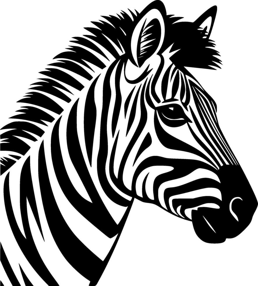 Zebra - Black and White Isolated Icon - illustration vector