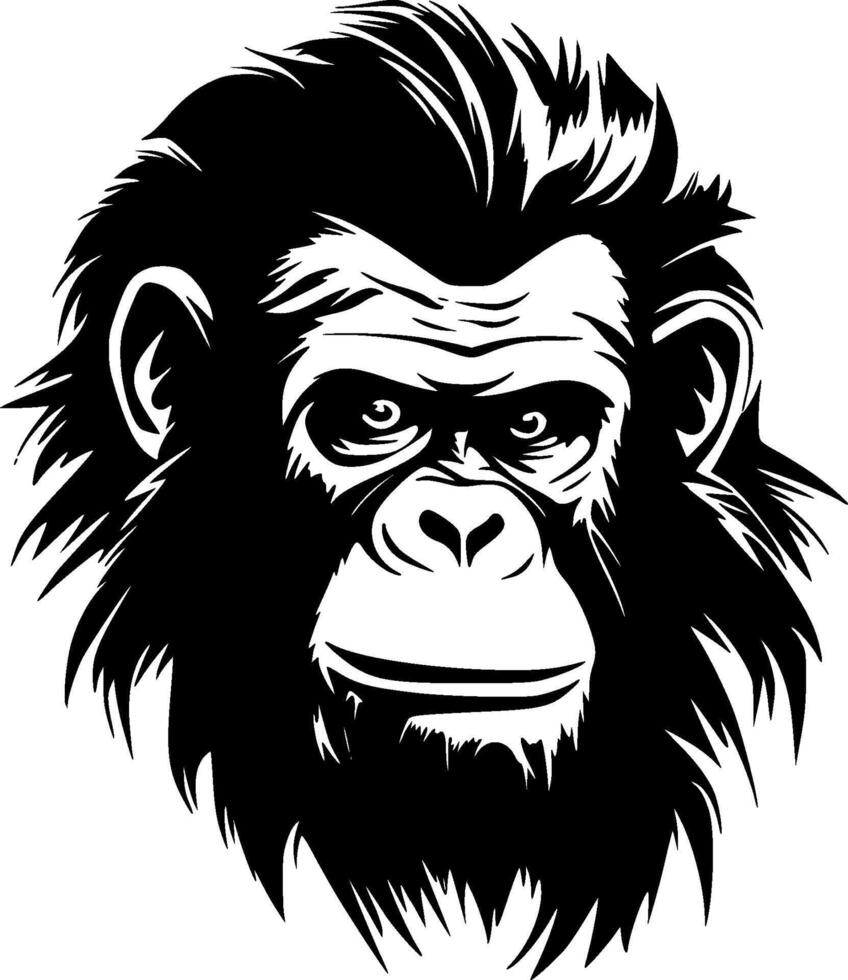 chimpancé - negro y blanco aislado icono - ilustración vector