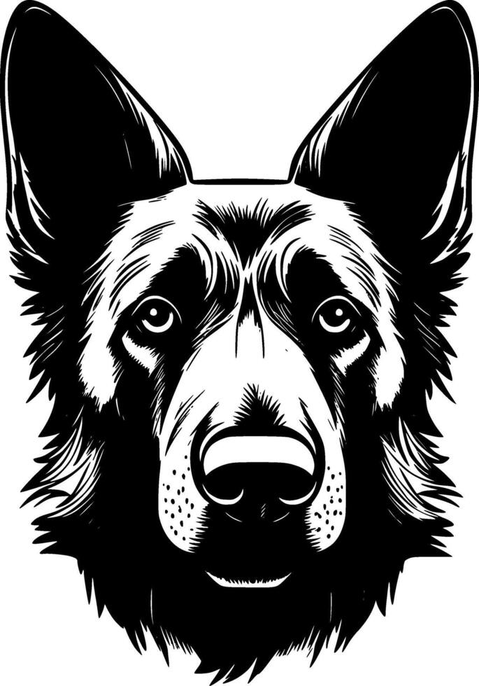 German Shepherd, Black and White illustration vector