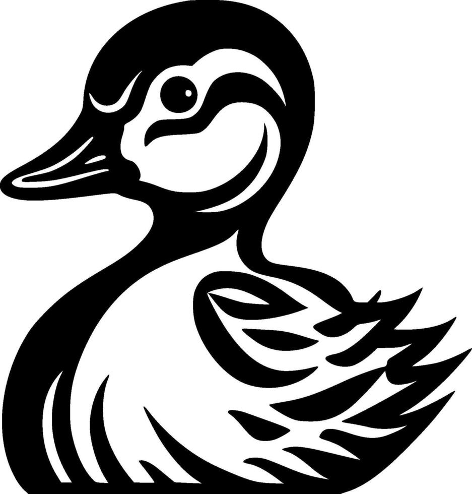 Pato - negro y blanco aislado icono - ilustración vector