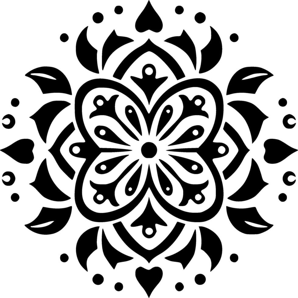 Mandala - Black and White Isolated Icon - illustration vector