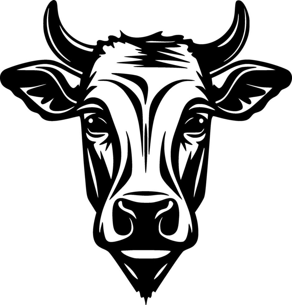 vaca - negro y blanco aislado icono - ilustración vector