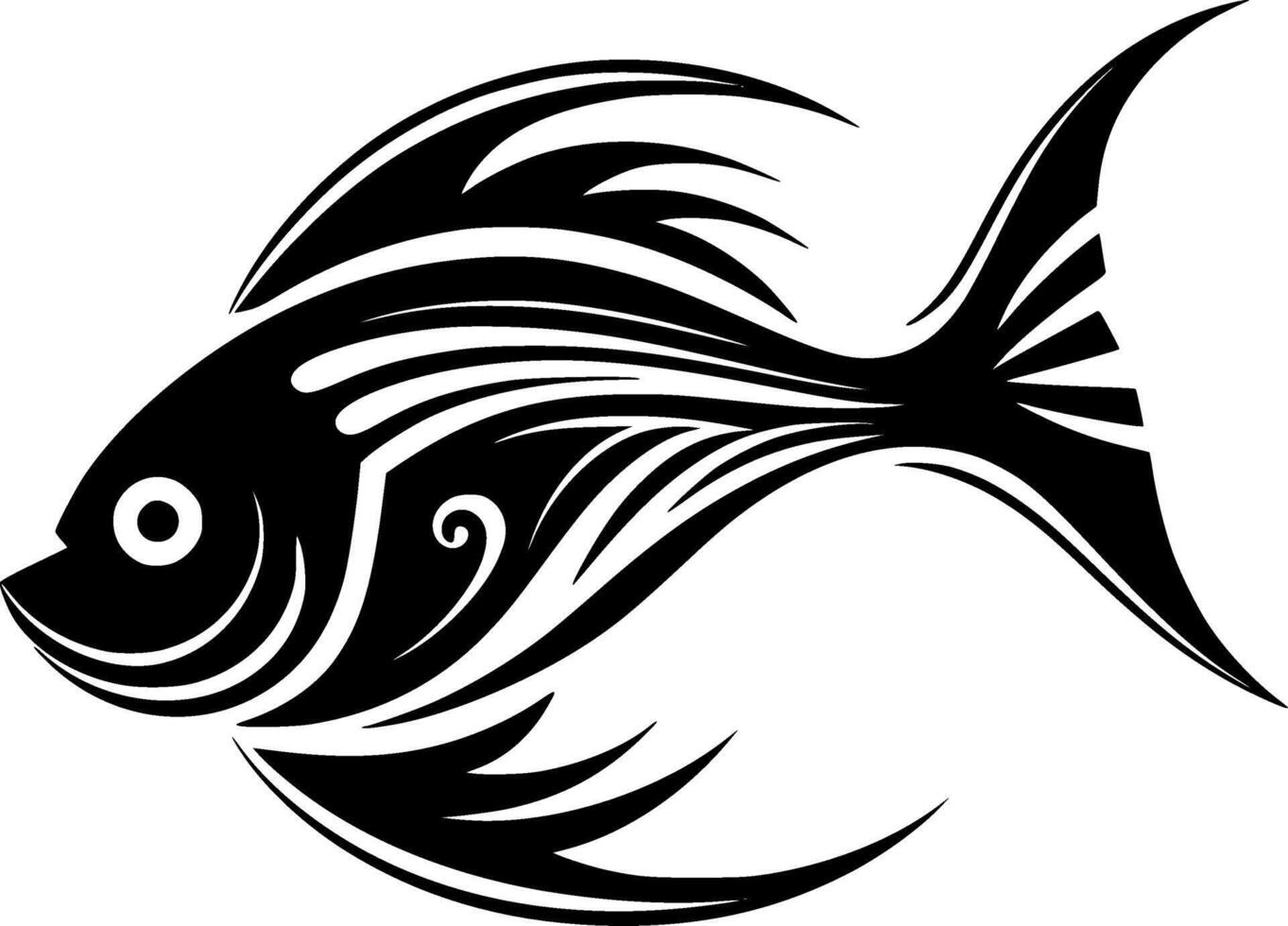 Fish - Black and White Isolated Icon - illustration vector