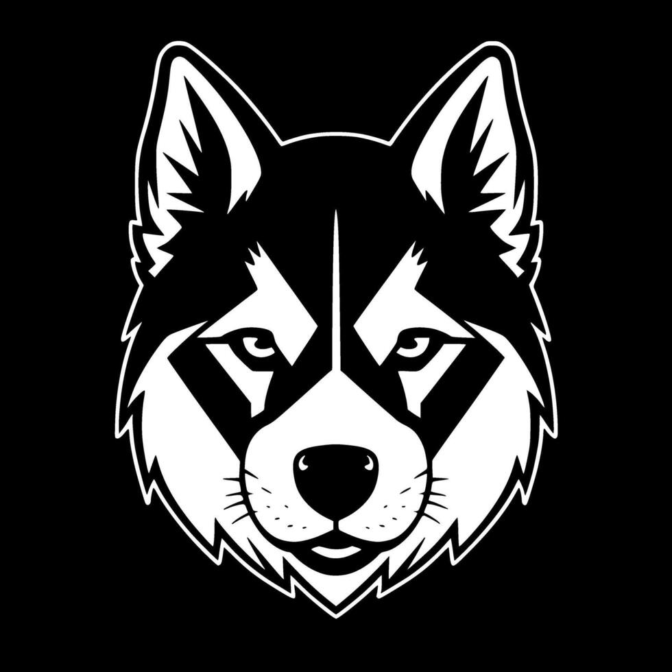 Siberian Husky, Black and White illustration vector