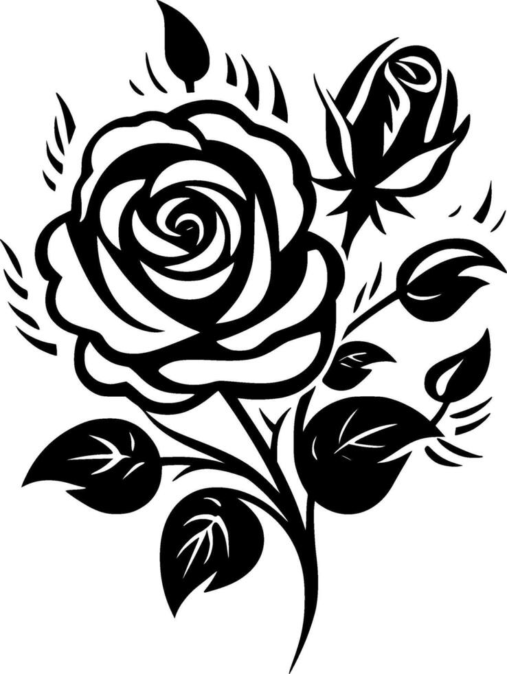 Roses, Minimalist and Simple Silhouette - illustration vector
