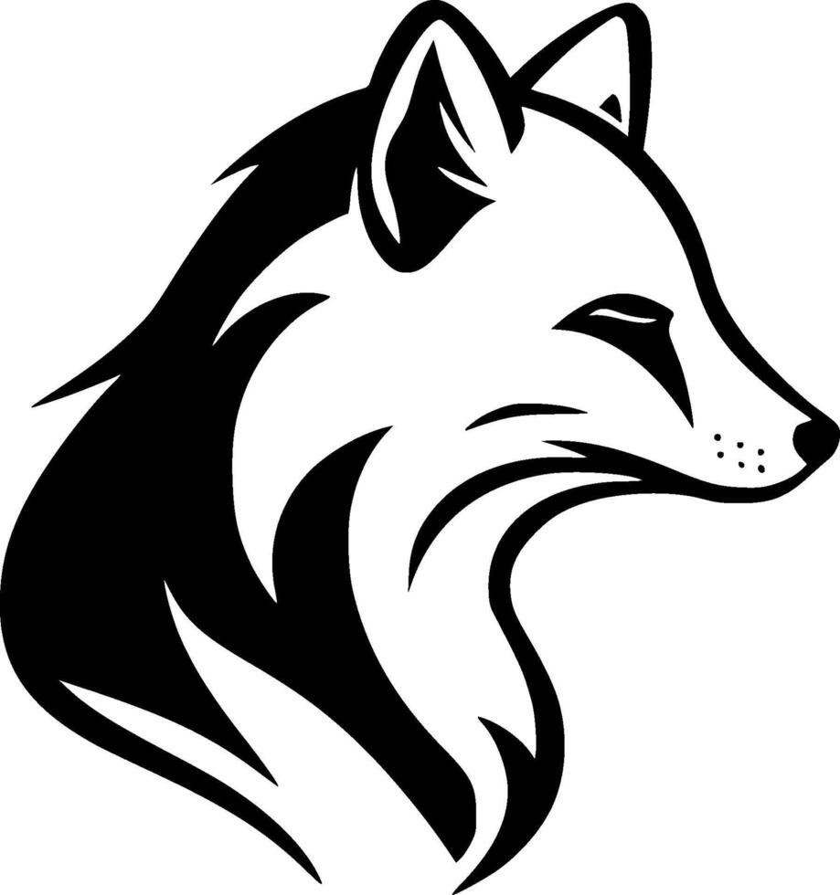 Fox - Black and White Isolated Icon - illustration vector