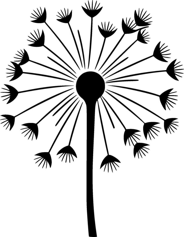 Dandelion, Black and White illustration vector