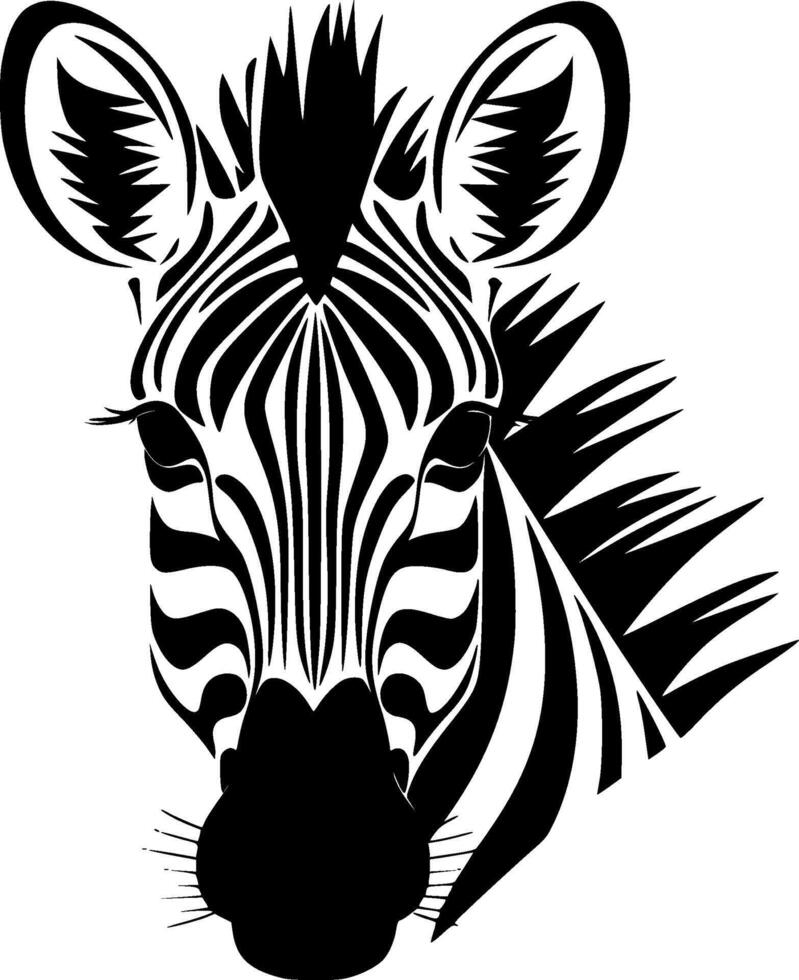 Zebra - Black and White Isolated Icon - illustration vector