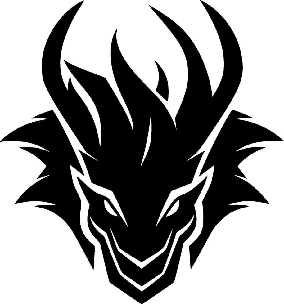 Dragon - Black and White Isolated Icon - illustration vector