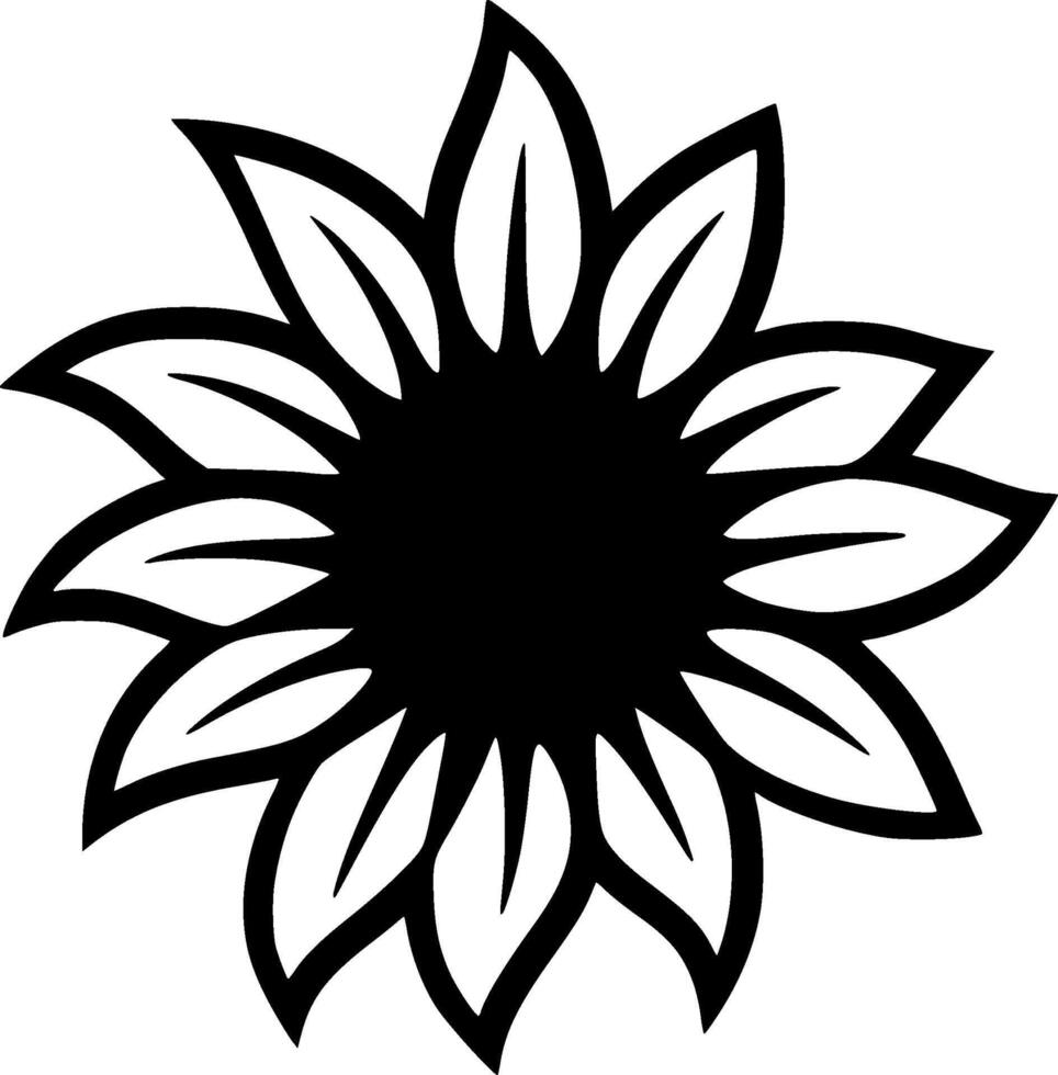 Flower - Black and White Isolated Icon - illustration vector