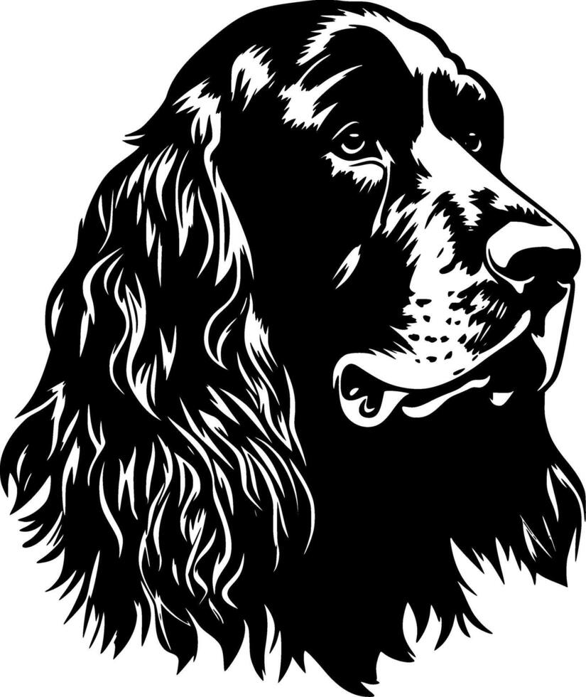 cocker spaniel, negro y blanco ilustración vector