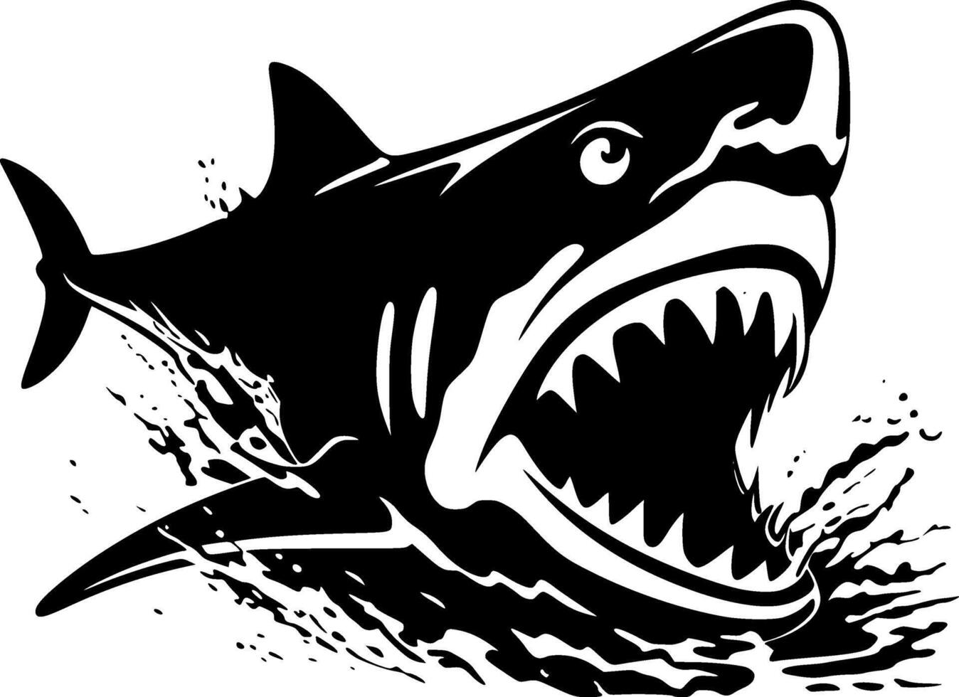 Shark - Black and White Isolated Icon - illustration vector