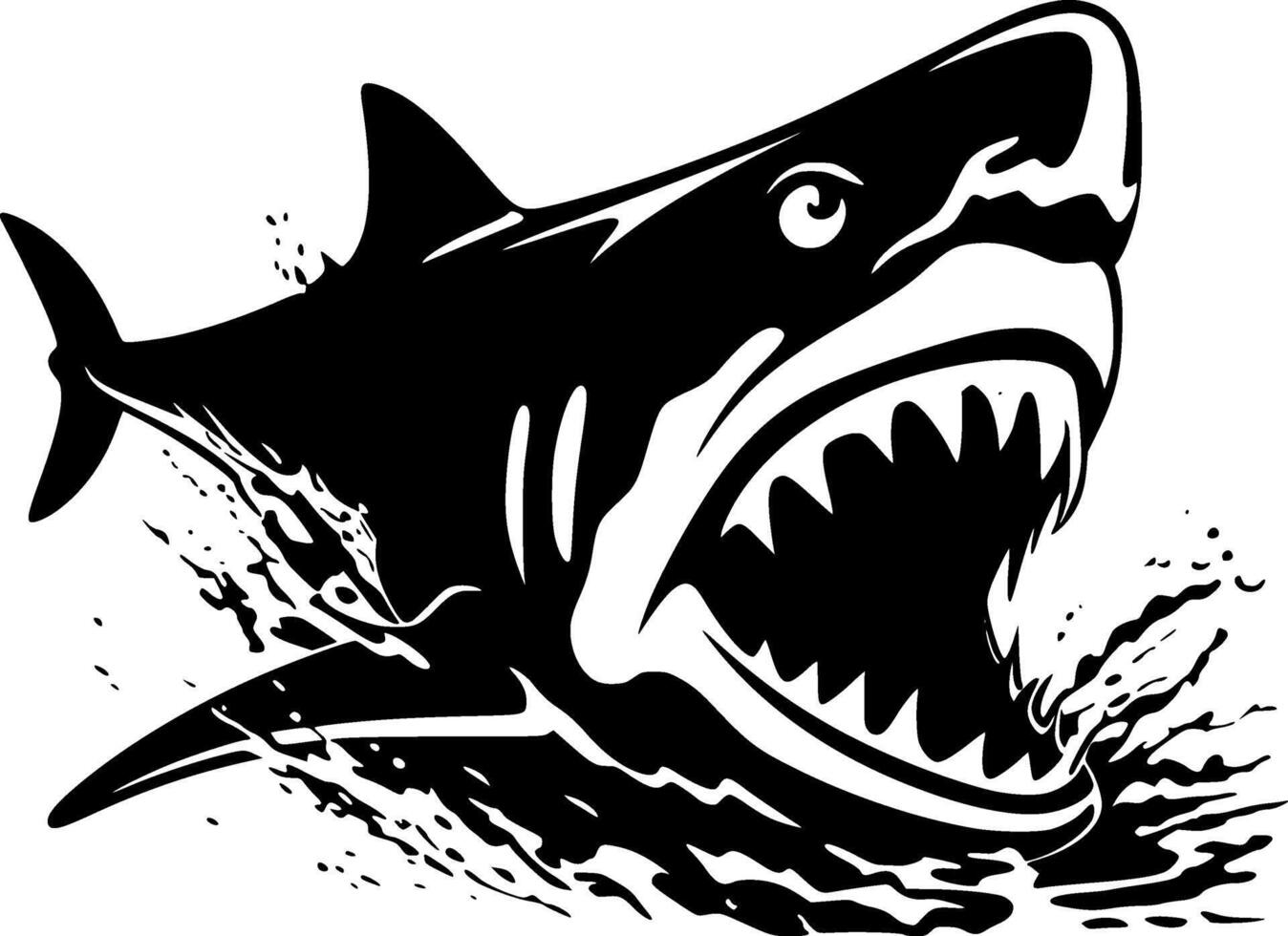 Shark - Black and White Isolated Icon - illustration vector