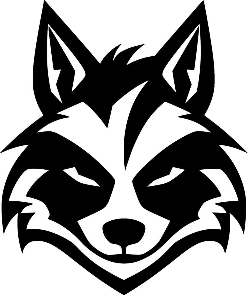 Raccoon, Black and White illustration vector