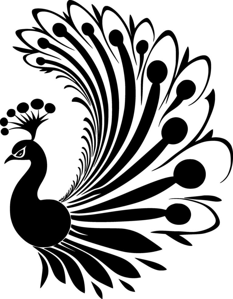 pavo real, minimalista y sencillo silueta - ilustración vector