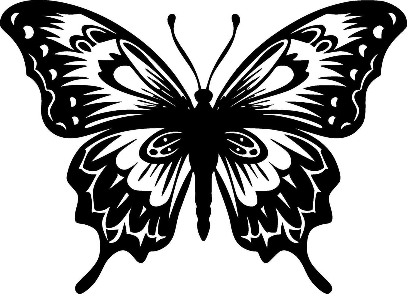 Butterfly, Black and White illustration vector