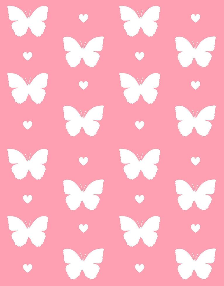 seamless pattern of butterfly and hearts vector