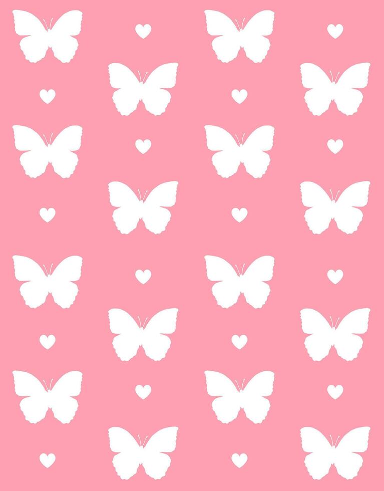 sin costura modelo de mariposa y corazones vector