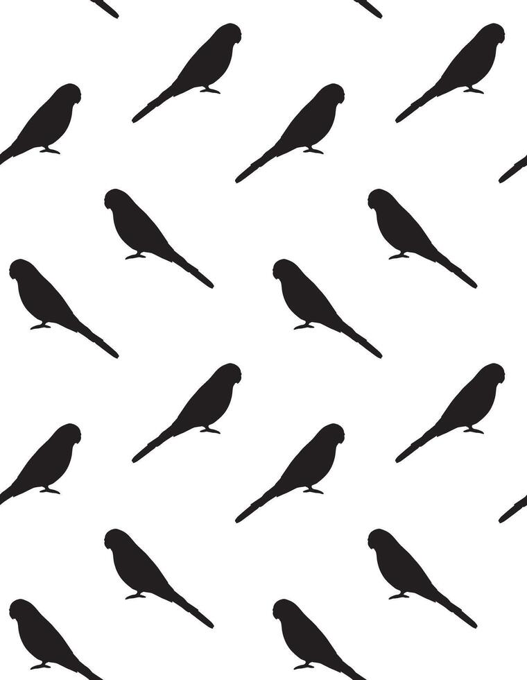 seamless pattern of hand drawn budgie silhouette vector