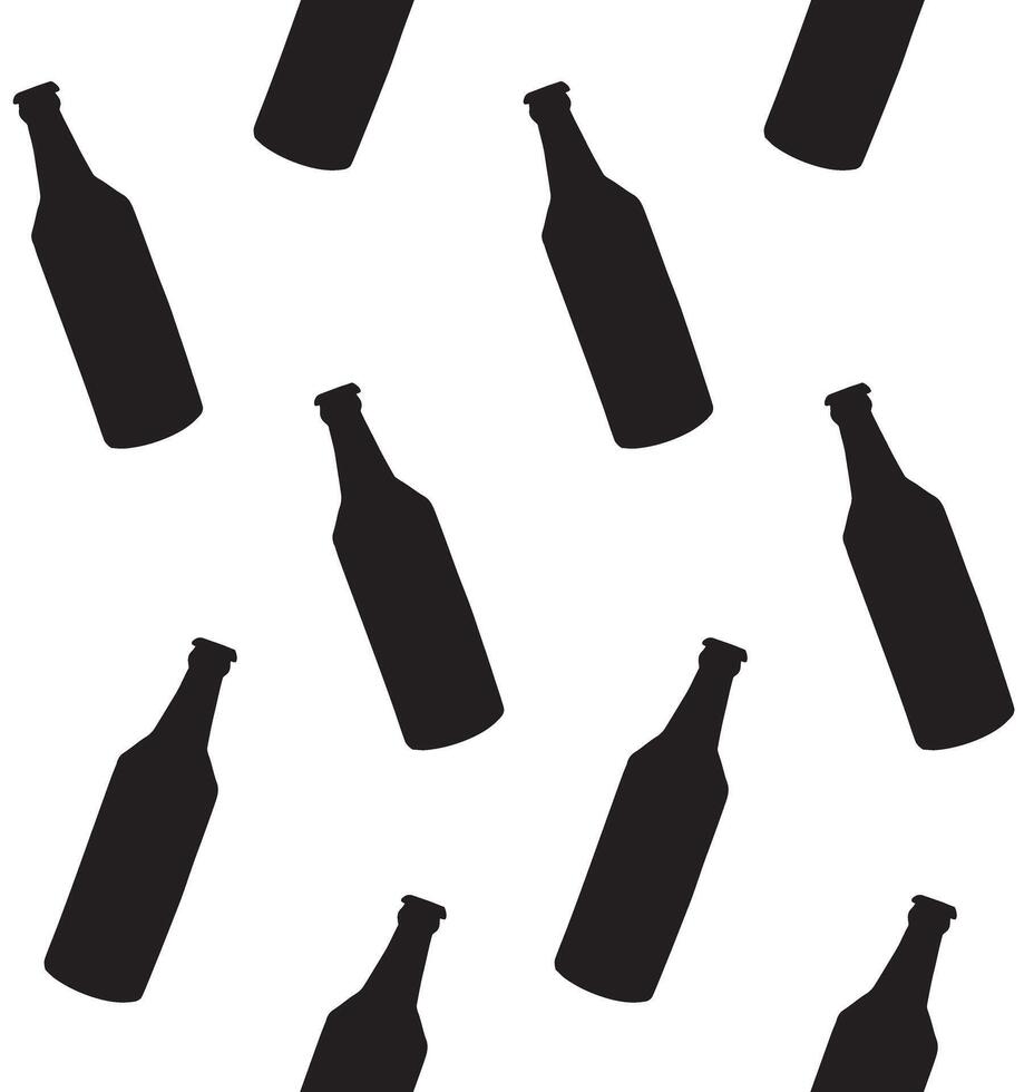 seamless pattern of beer bottle silhouette vector