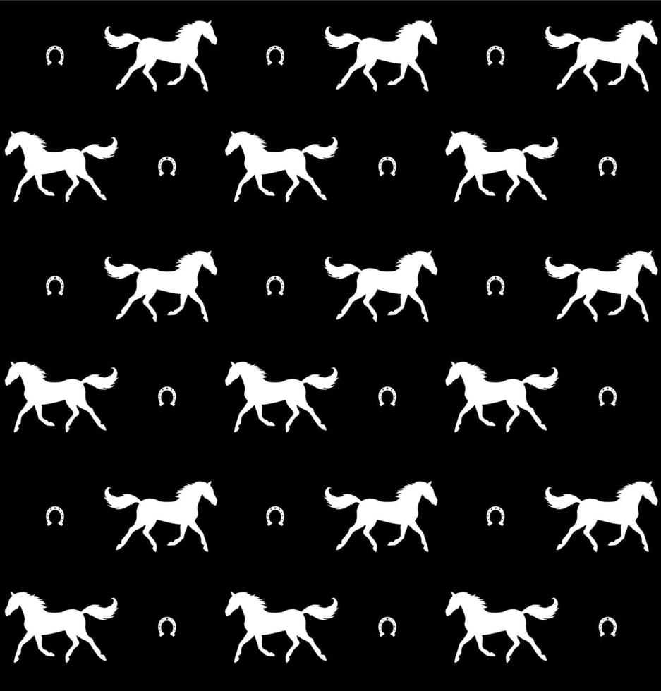 seamless pattern of hand drawn horses vector