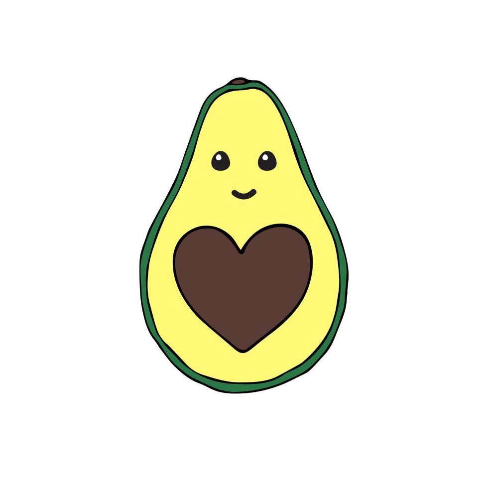 hand drawn doodle sketch colored avocado vector